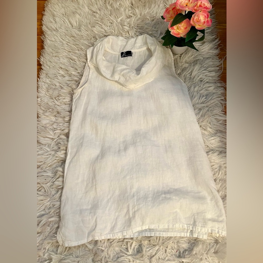 Sleeveless Cream Linen Dress